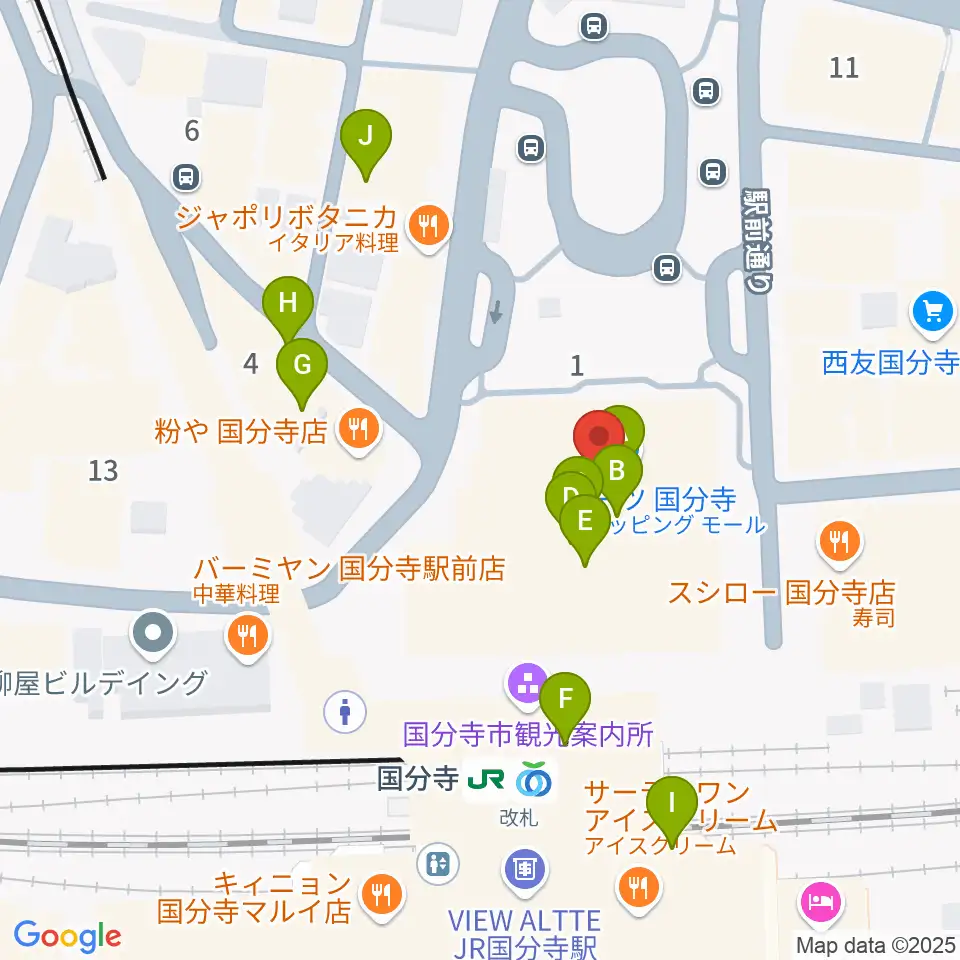 cocobunjiプラザ周辺のカフェ一覧地図