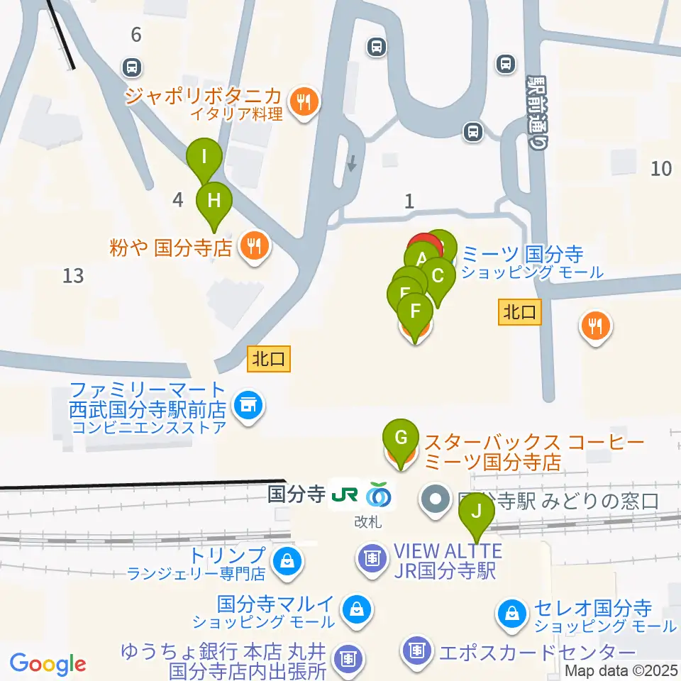 cocobunjiプラザ周辺のカフェ一覧地図