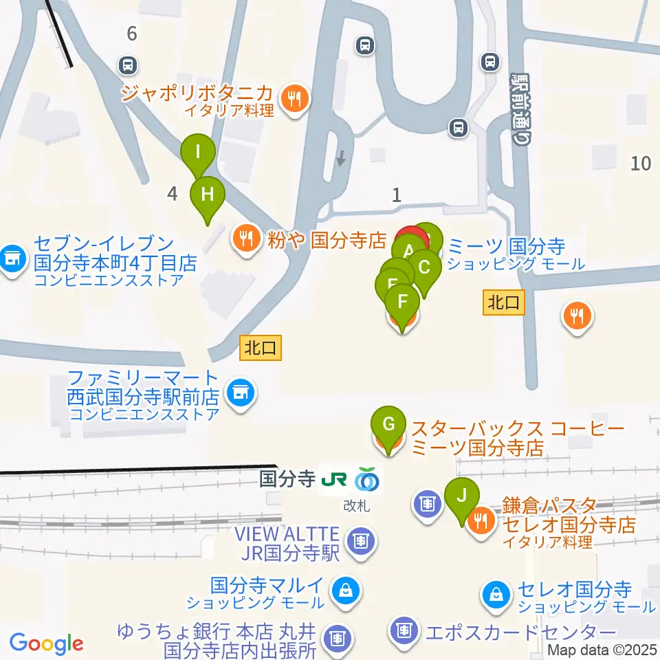 cocobunjiプラザ周辺のカフェ一覧地図