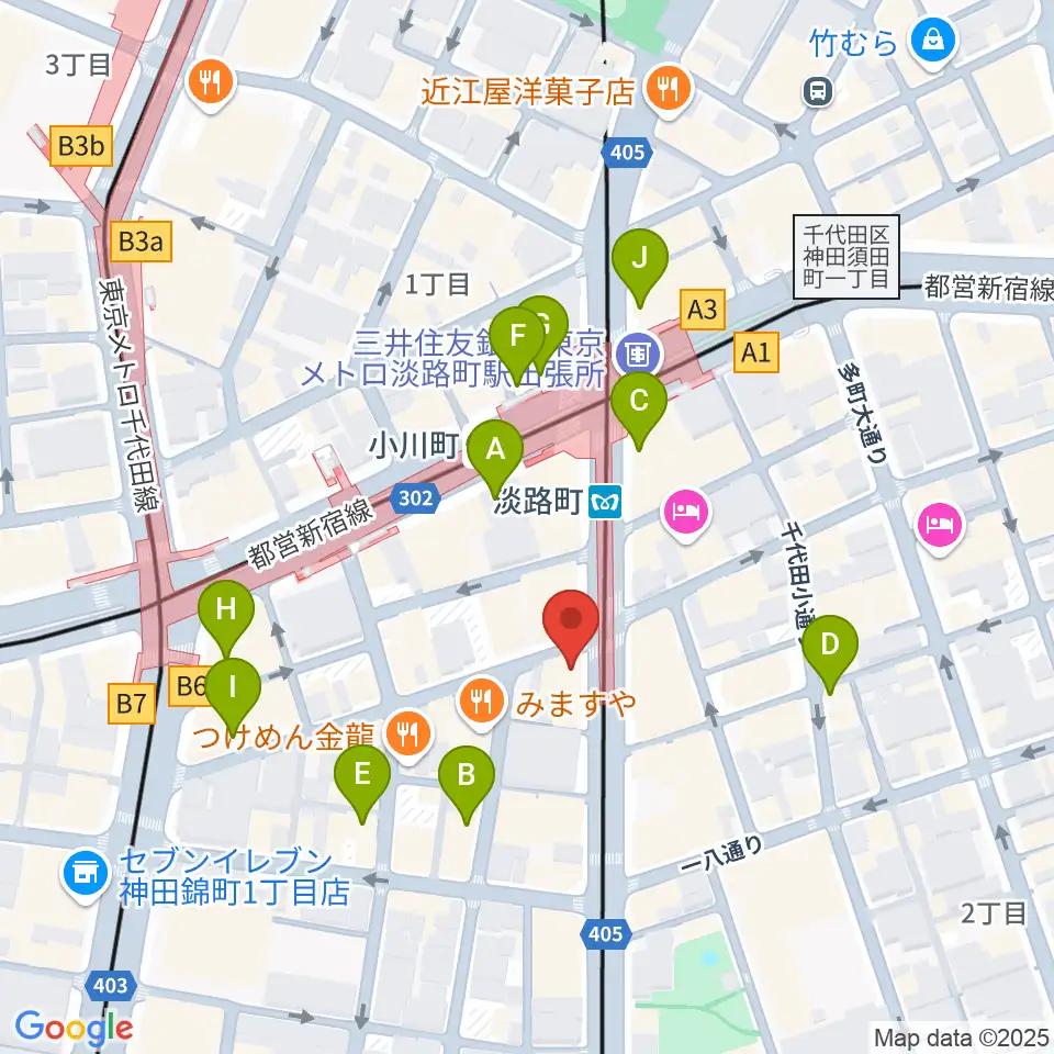 スタジオBPM周辺のカフェ一覧地図