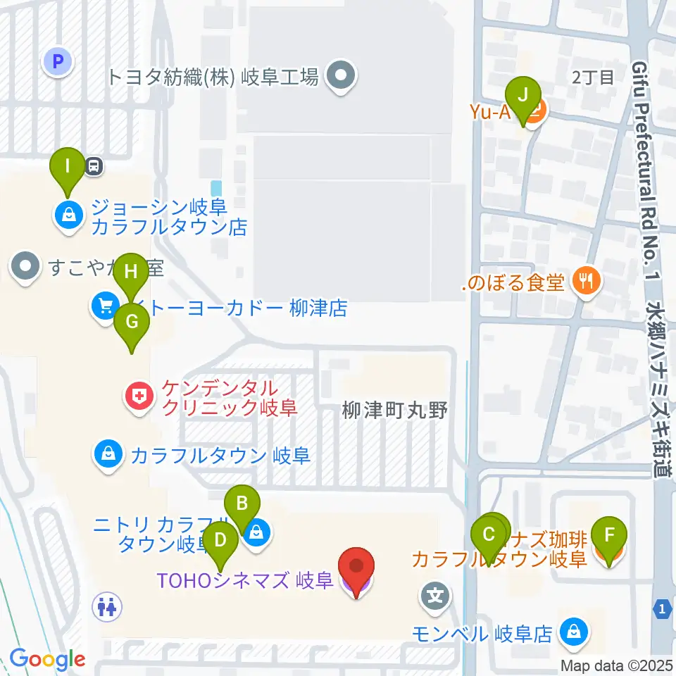 TOHOシネマズ岐阜周辺のカフェ一覧地図