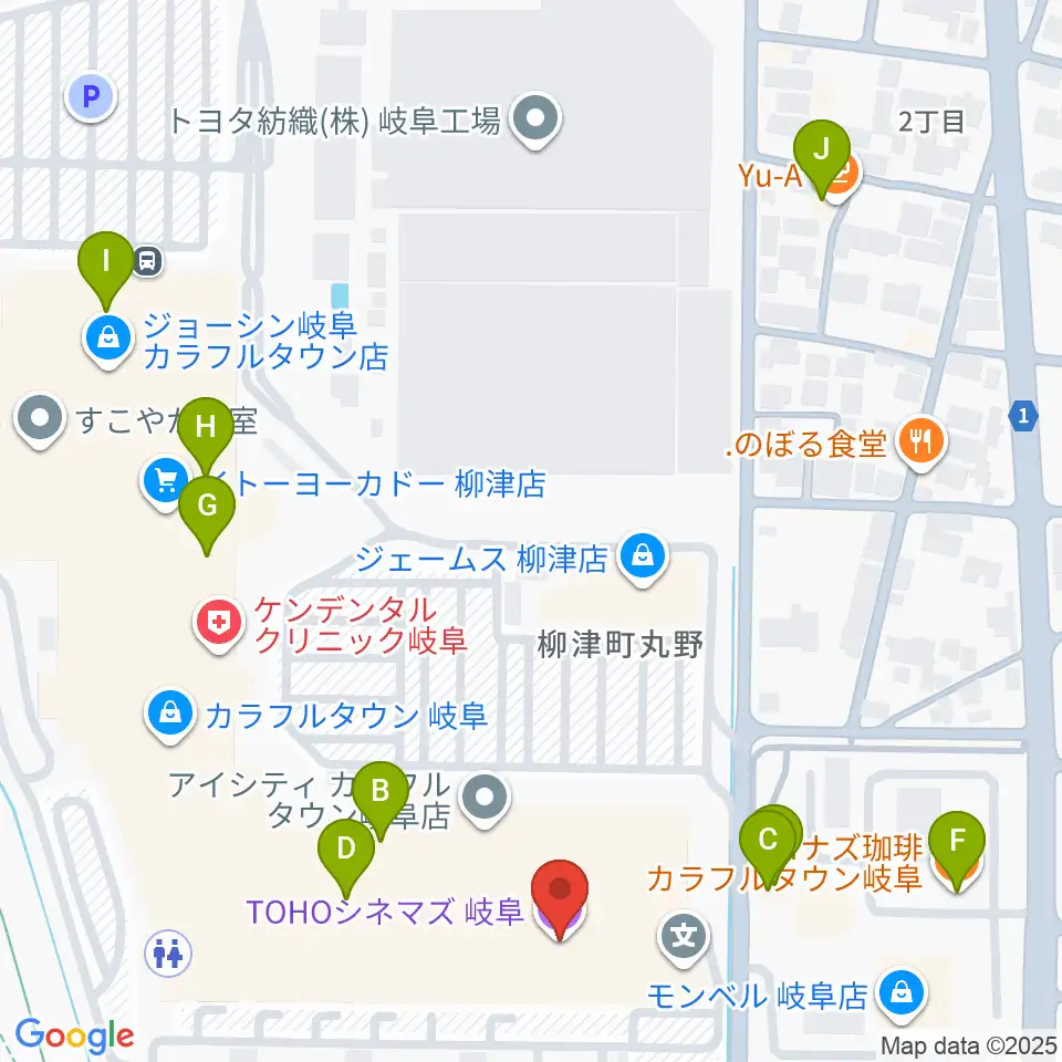 TOHOシネマズ岐阜周辺のカフェ一覧地図