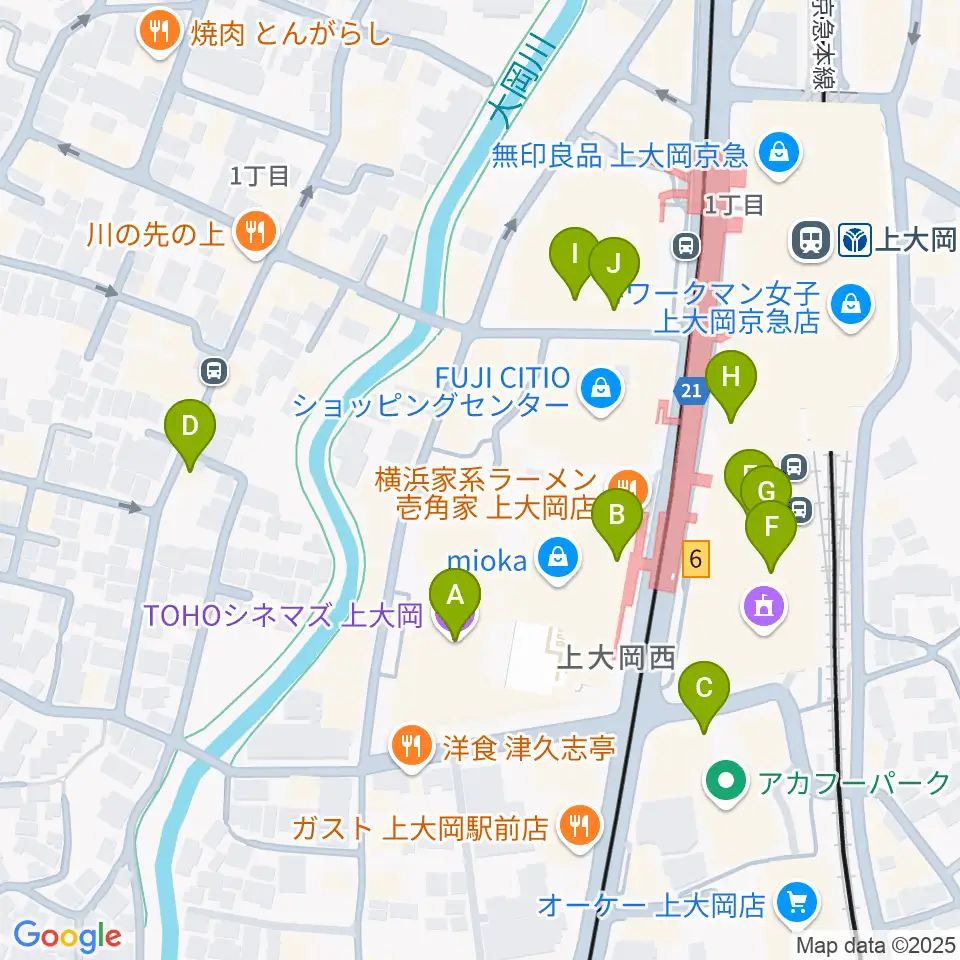 TOHOシネマズ上大岡周辺のカフェ一覧地図