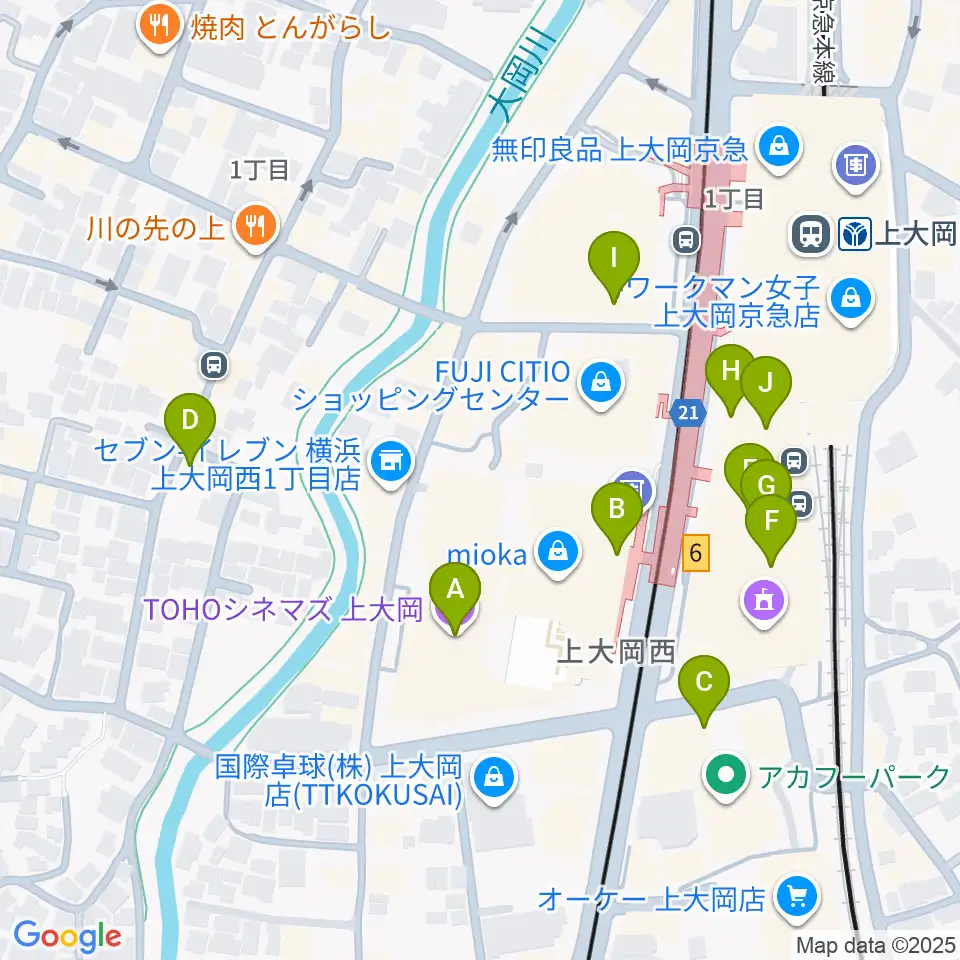 TOHOシネマズ上大岡周辺のカフェ一覧地図
