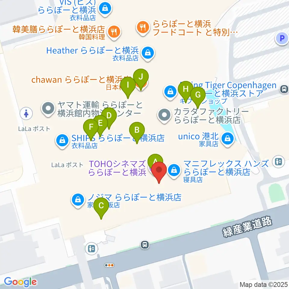 TOHOシネマズららぽーと横浜周辺のカフェ一覧地図