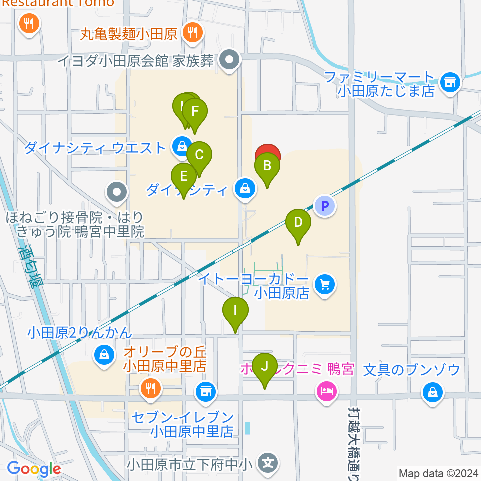 TOHOシネマズ小田原周辺のカフェ一覧地図