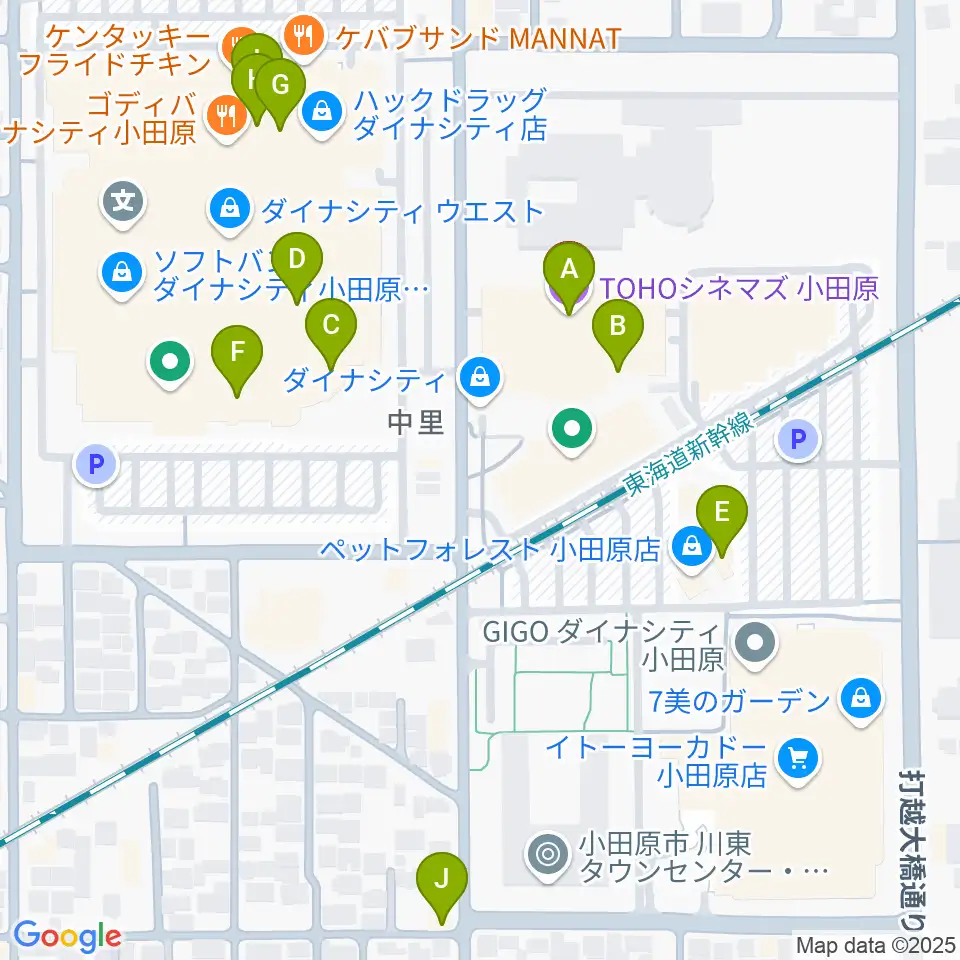 TOHOシネマズ小田原周辺のカフェ一覧地図