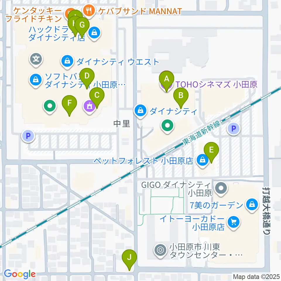 TOHOシネマズ小田原周辺のカフェ一覧地図