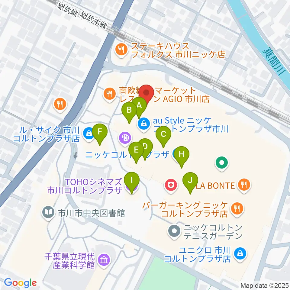 TOHOシネマズ市川コルトンプラザ周辺のカフェ一覧地図