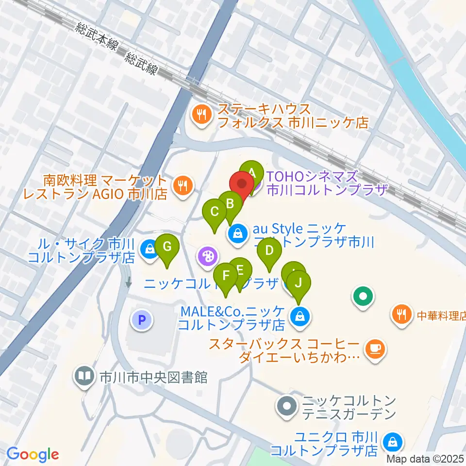 TOHOシネマズ市川コルトンプラザ周辺のカフェ一覧地図