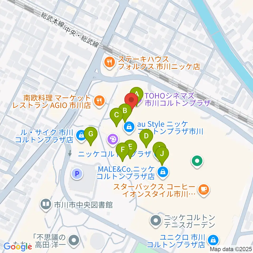 TOHOシネマズ市川コルトンプラザ周辺のカフェ一覧地図