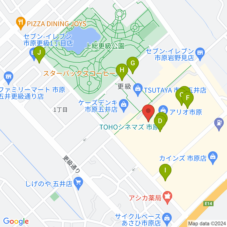 TOHOシネマズ市原周辺のカフェ一覧地図