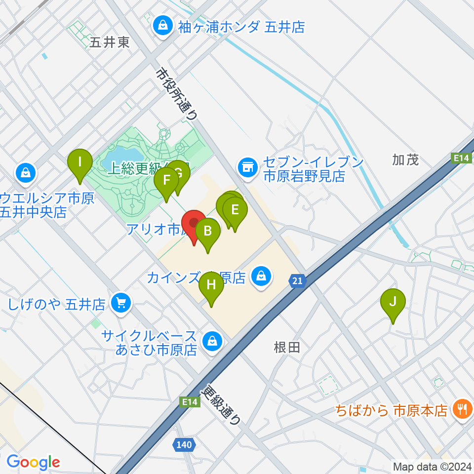 TOHOシネマズ市原周辺のカフェ一覧地図