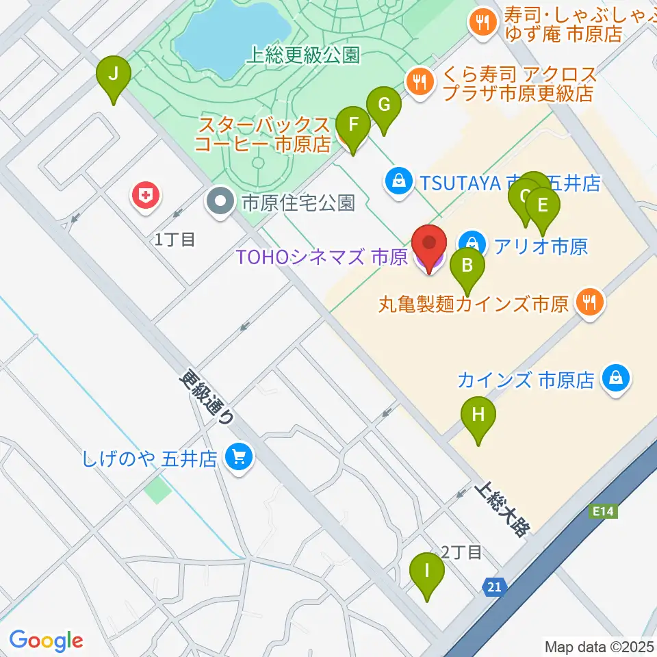 TOHOシネマズ市原周辺のカフェ一覧地図