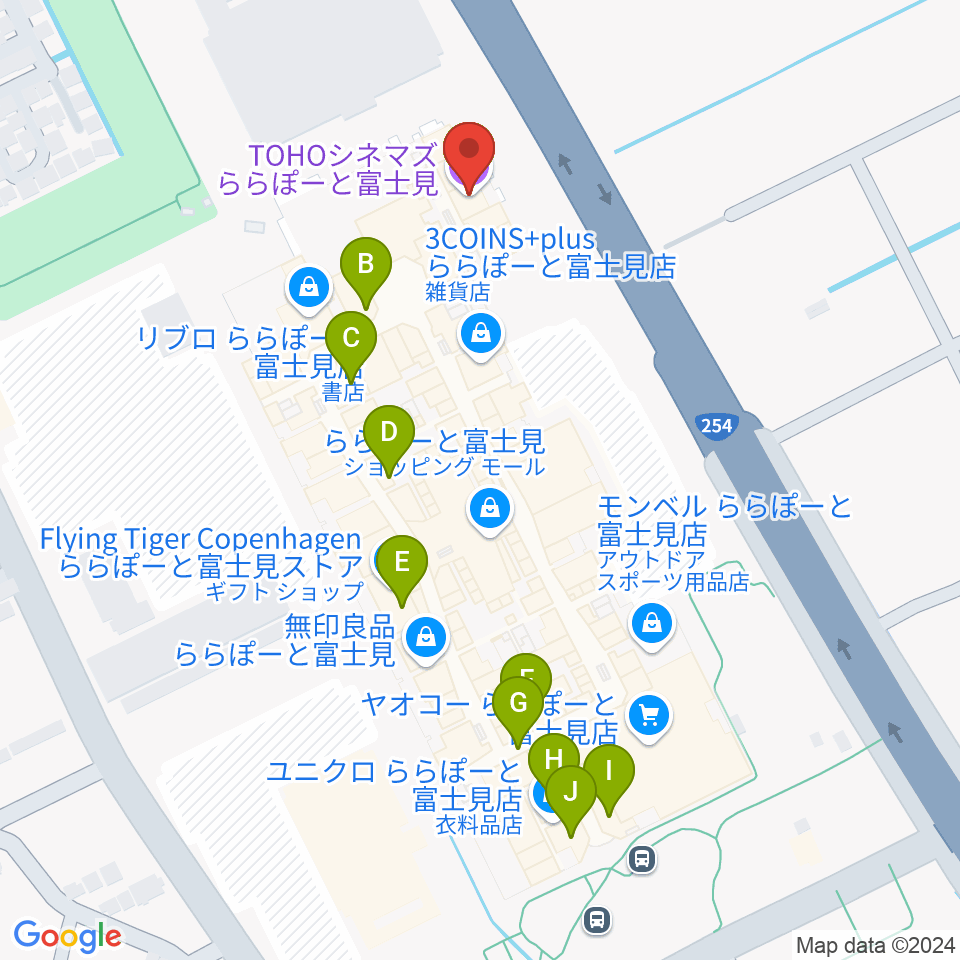 TOHOシネマズららぽーと富士見周辺のカフェ一覧地図