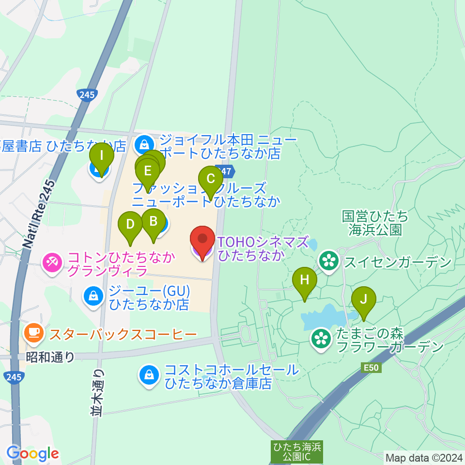 TOHOシネマズひたちなか周辺のカフェ一覧地図