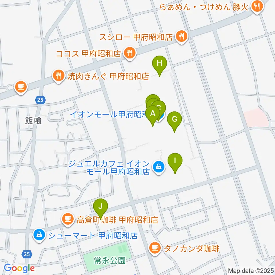 TOHOシネマズ甲府周辺のカフェ一覧地図