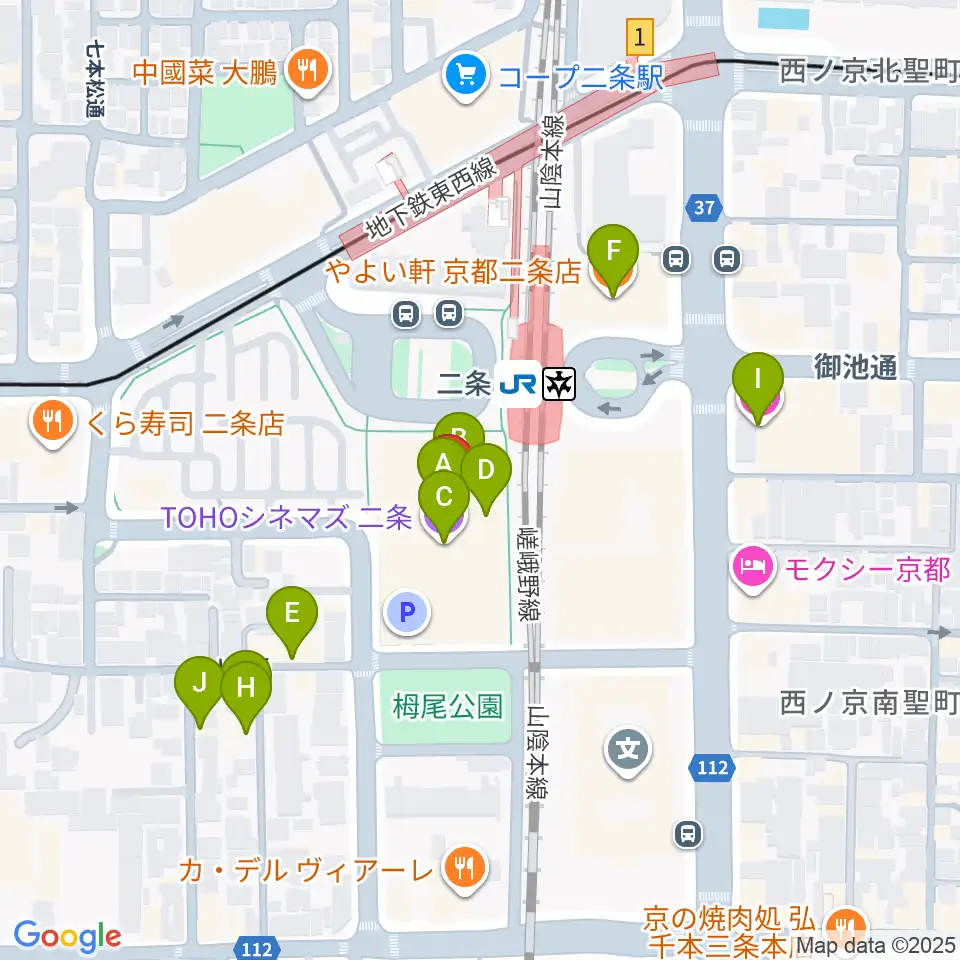TOHOシネマズ二条周辺のカフェ一覧地図