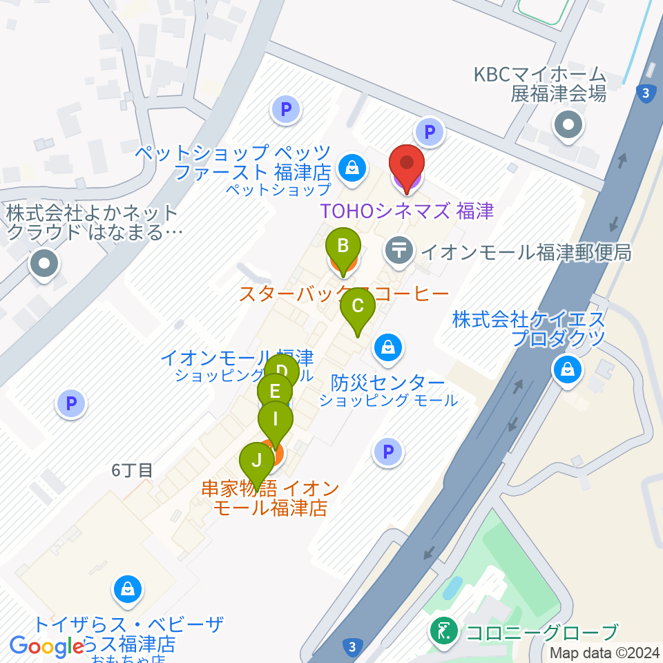 TOHOシネマズ福津周辺のカフェ一覧地図