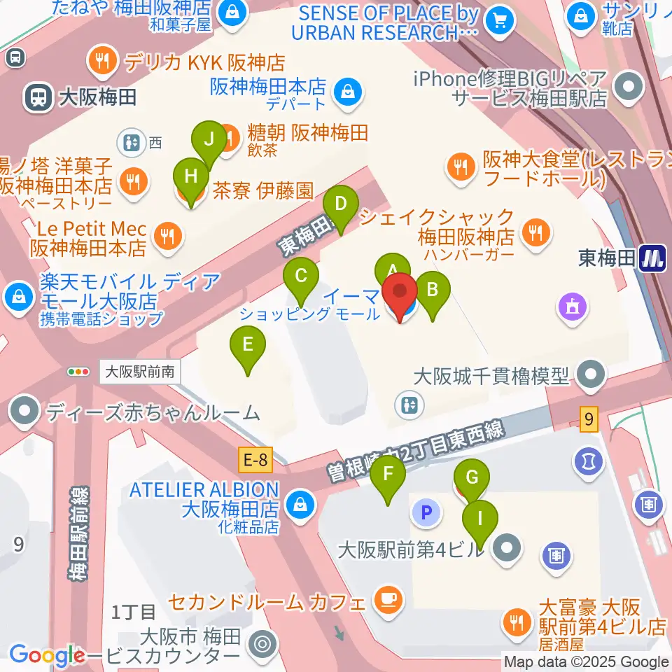 T・ジョイ梅田周辺のカフェ一覧地図