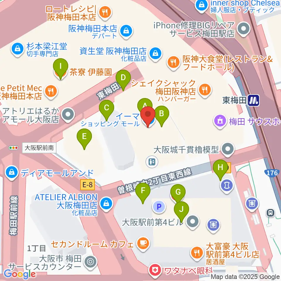 T・ジョイ梅田周辺のカフェ一覧地図