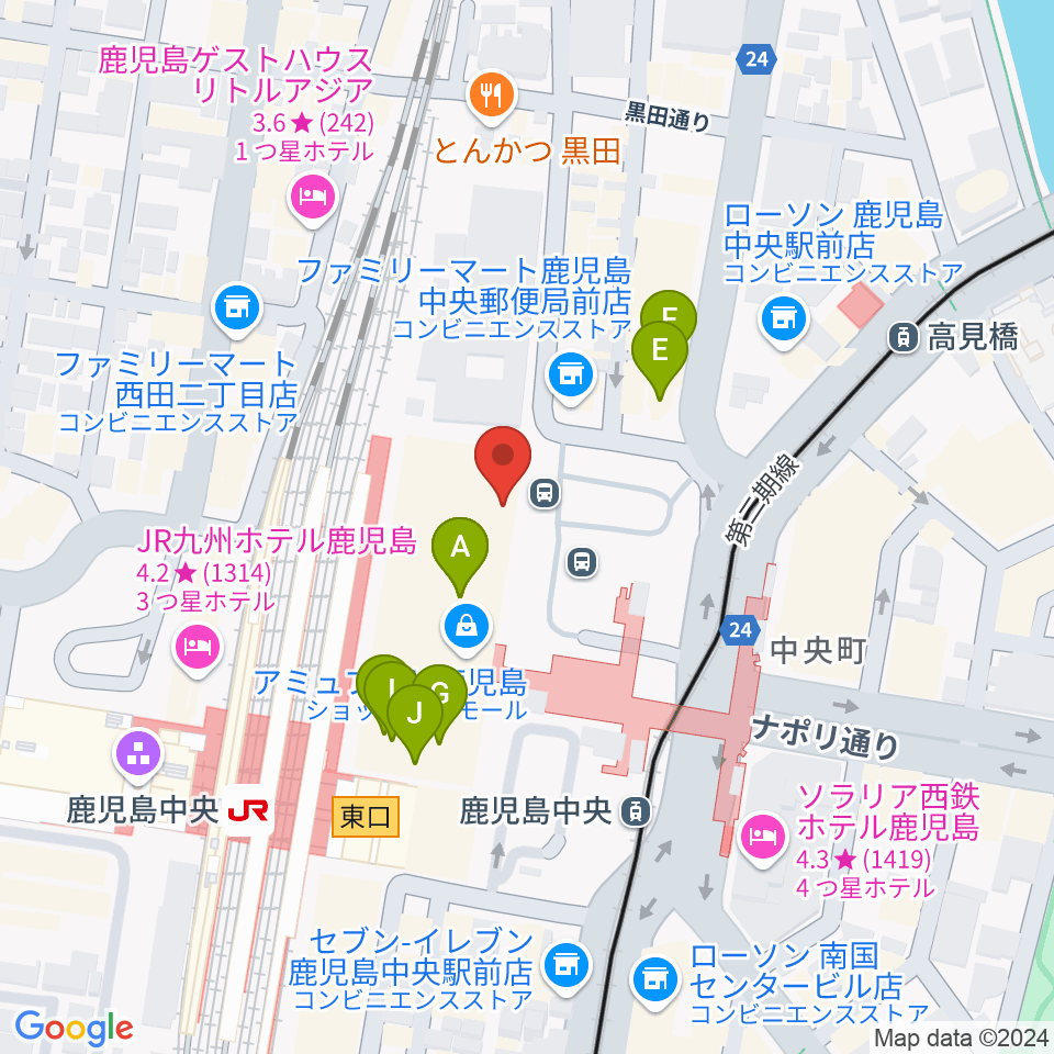 鹿児島ミッテ10周辺のカフェ一覧地図