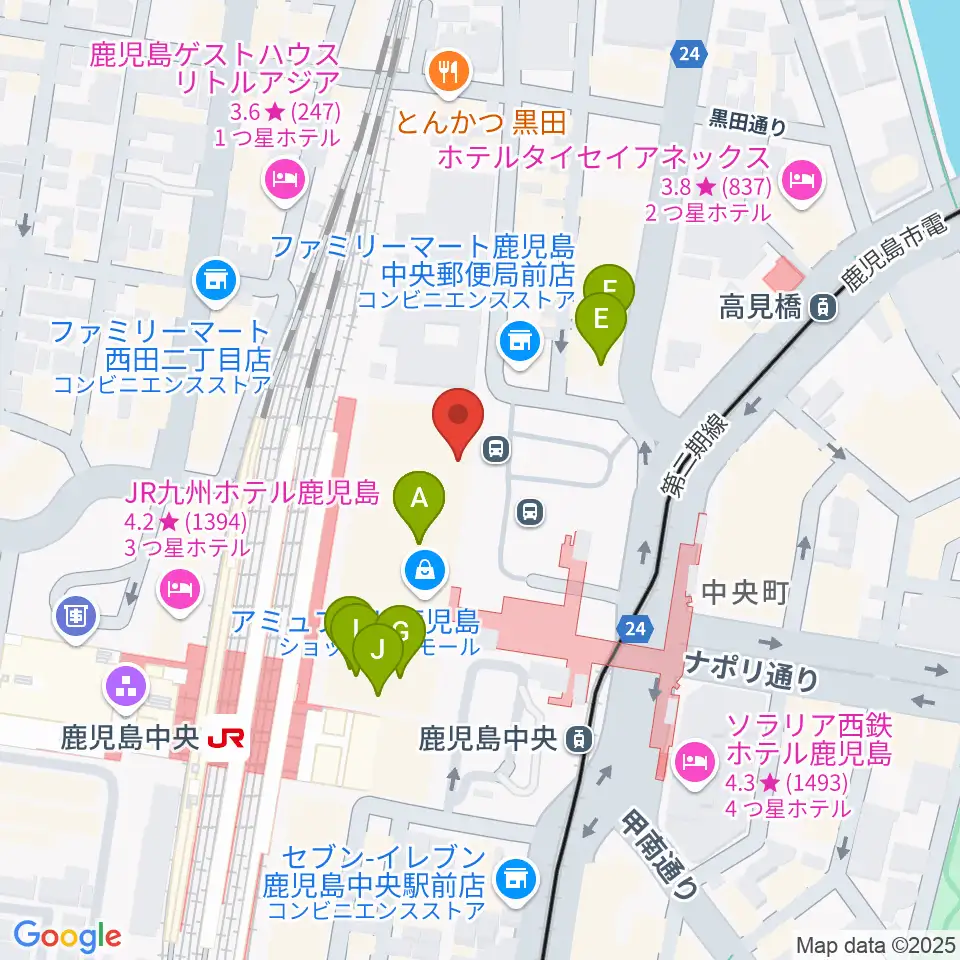 鹿児島ミッテ10周辺のカフェ一覧地図