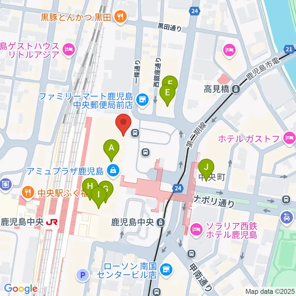 鹿児島ミッテ10周辺のカフェ一覧地図