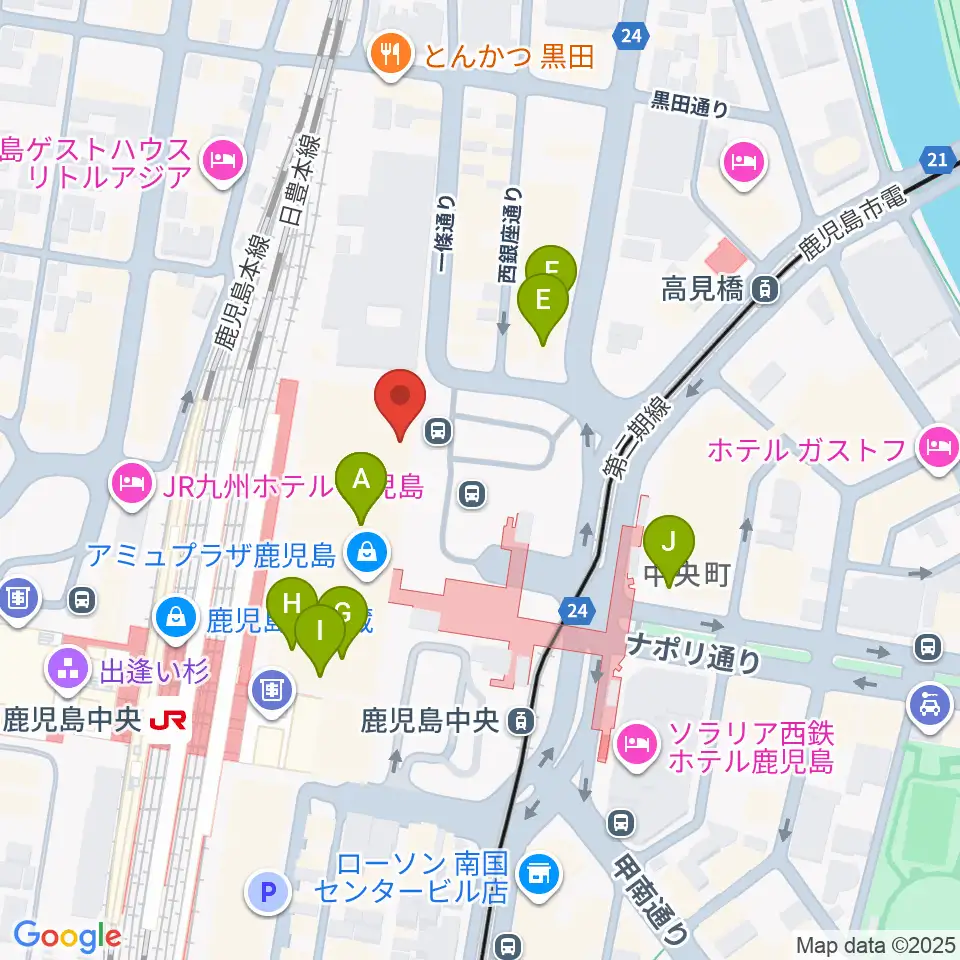 鹿児島ミッテ10周辺のカフェ一覧地図