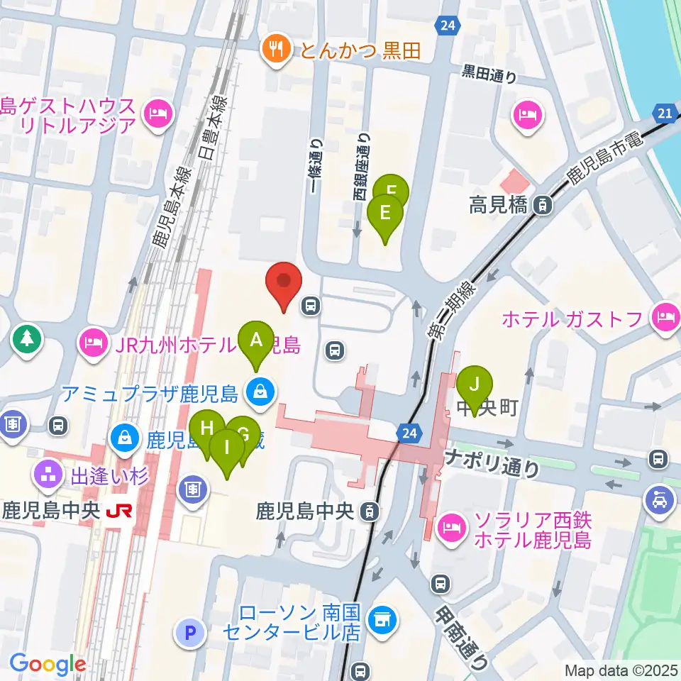 鹿児島ミッテ10周辺のカフェ一覧地図