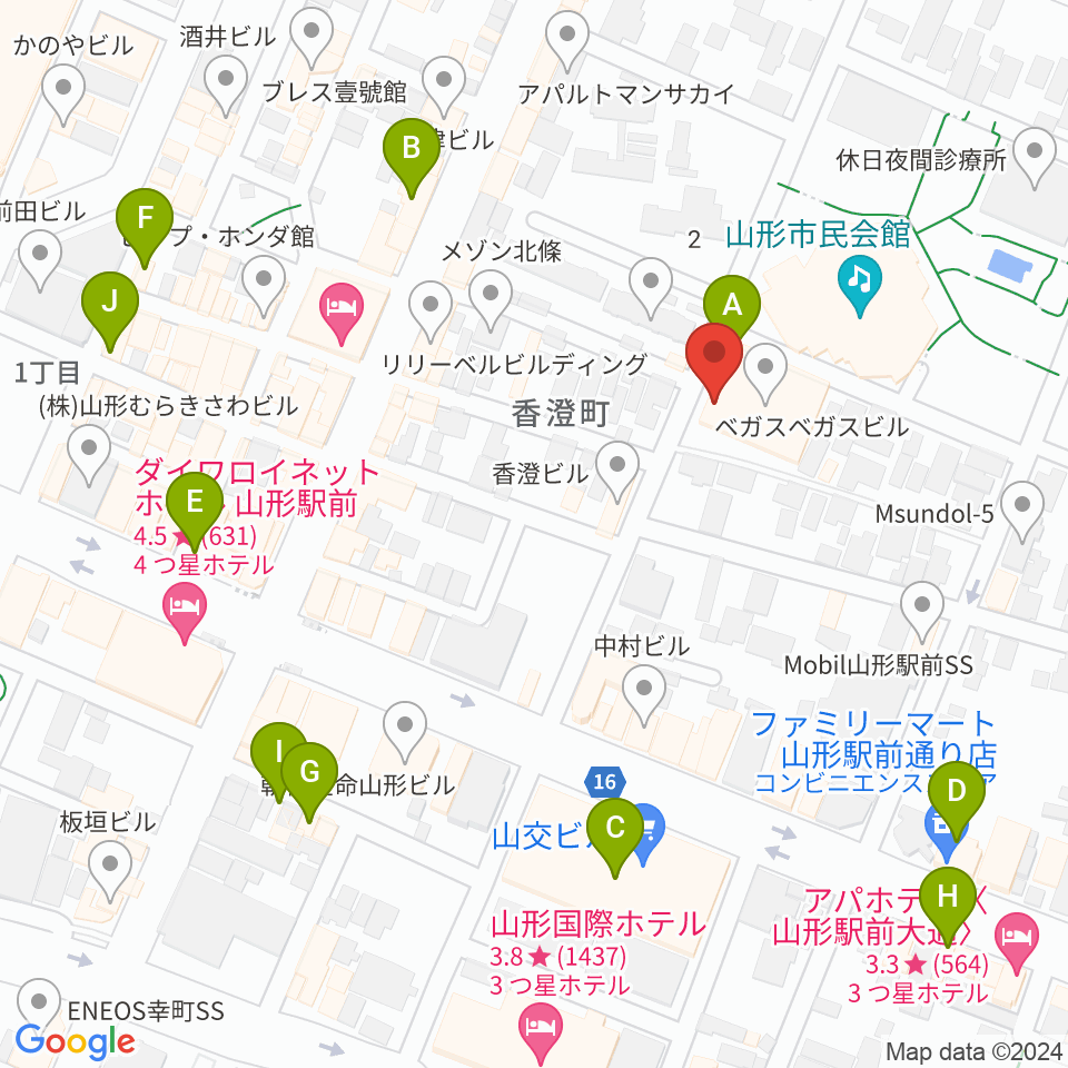 フォーラム山形周辺のカフェ一覧地図