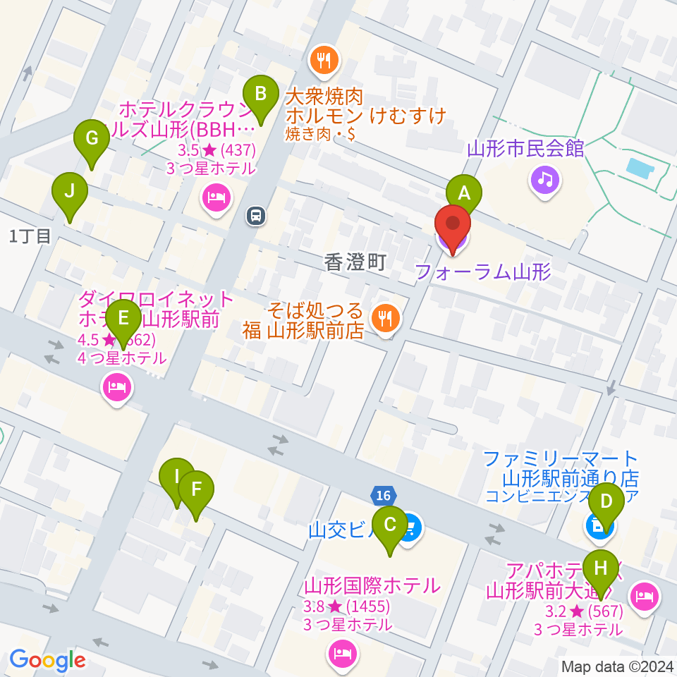 フォーラム山形周辺のカフェ一覧地図