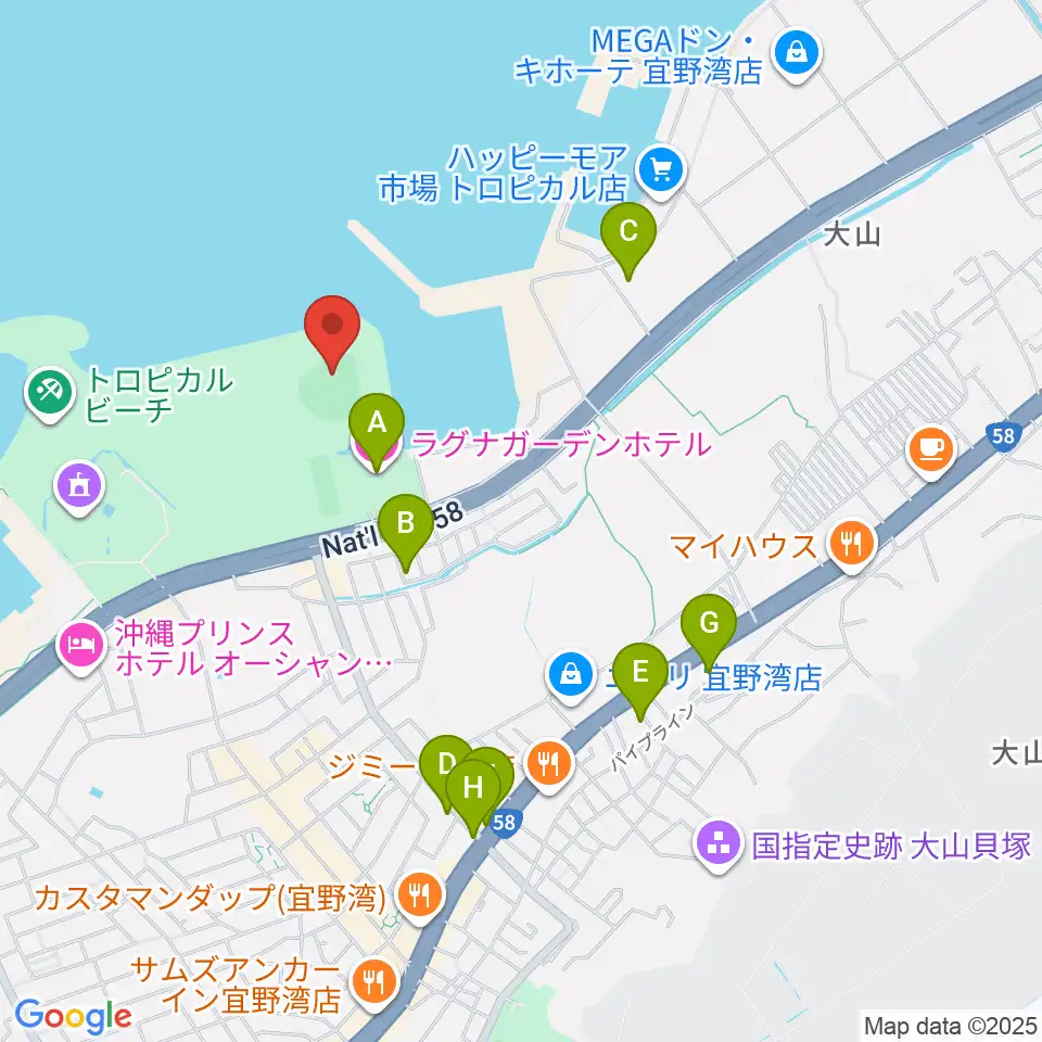 ユニオンですからスタジアム宜野湾周辺のカフェ一覧地図