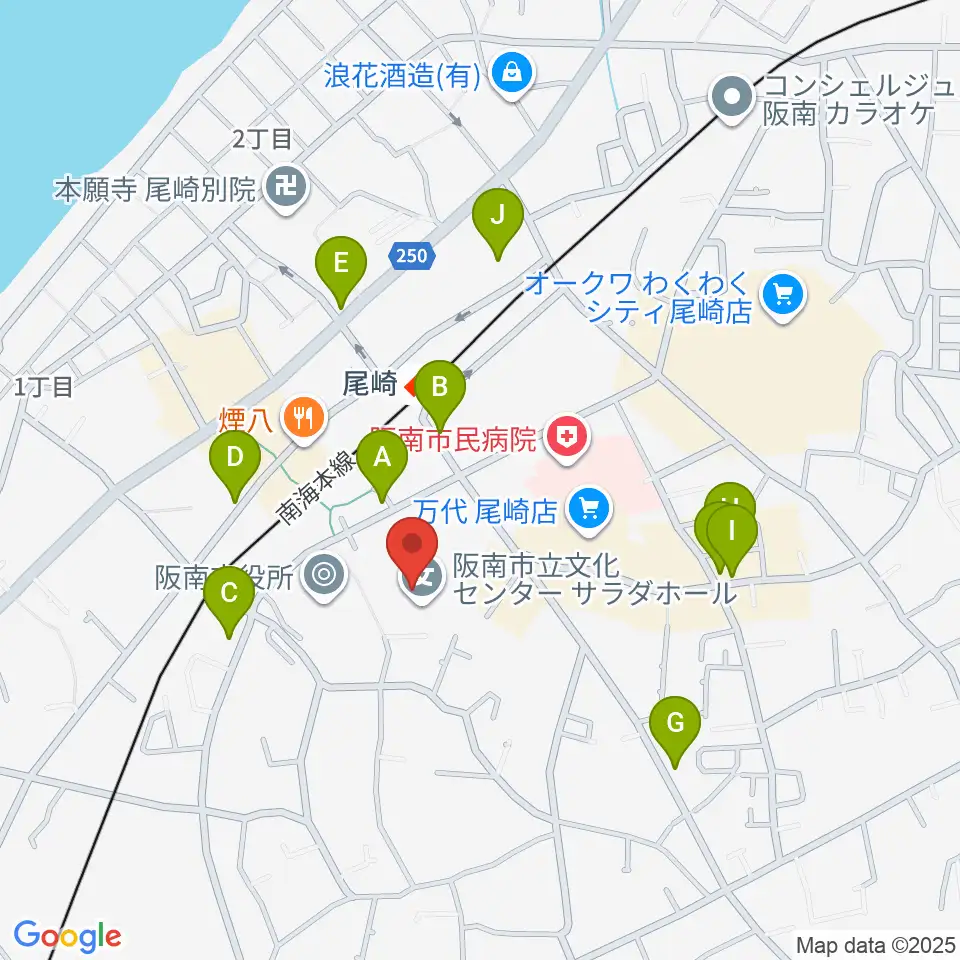 阪南市立文化センター サラダホール周辺のカフェ一覧地図