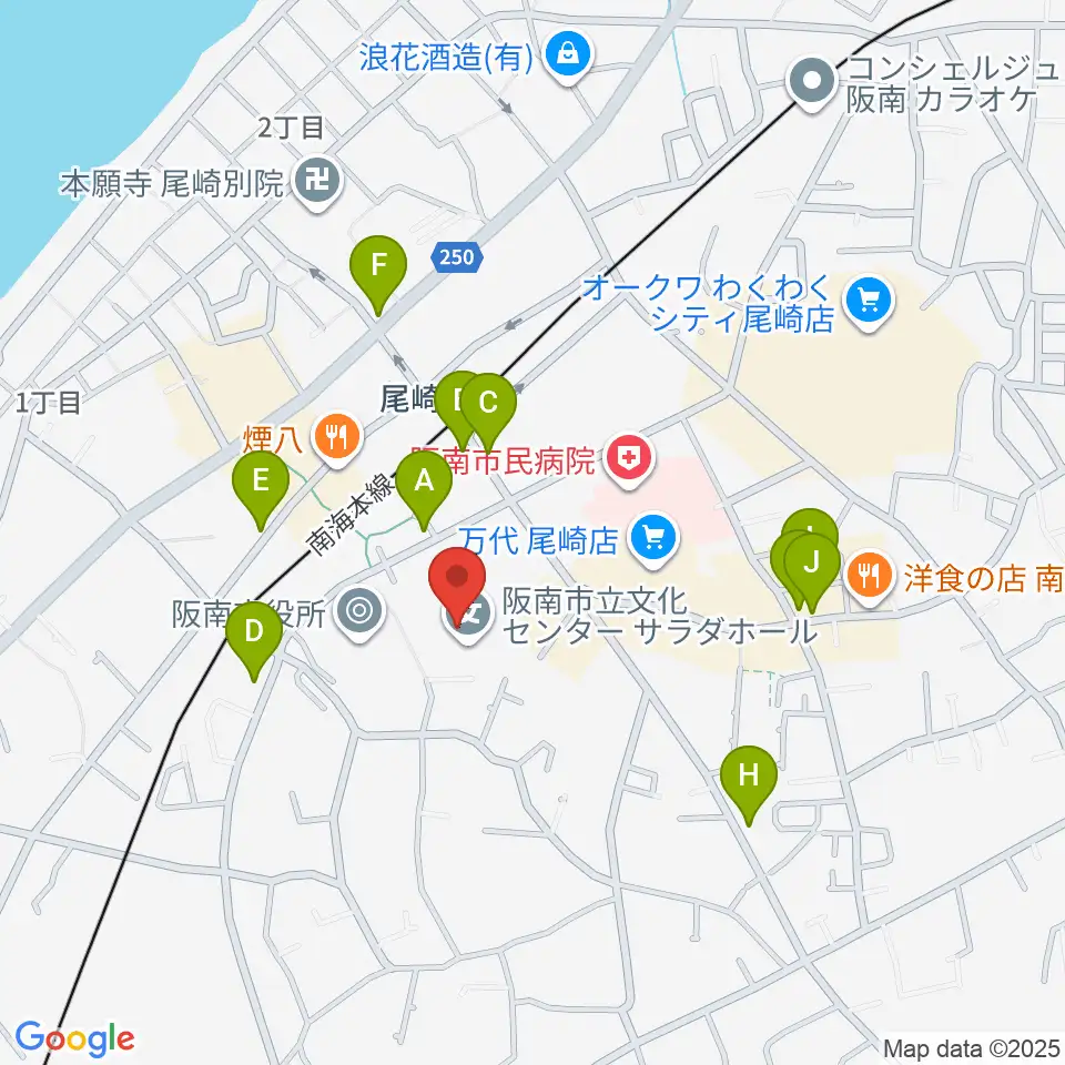 阪南市立文化センター サラダホール周辺のカフェ一覧地図