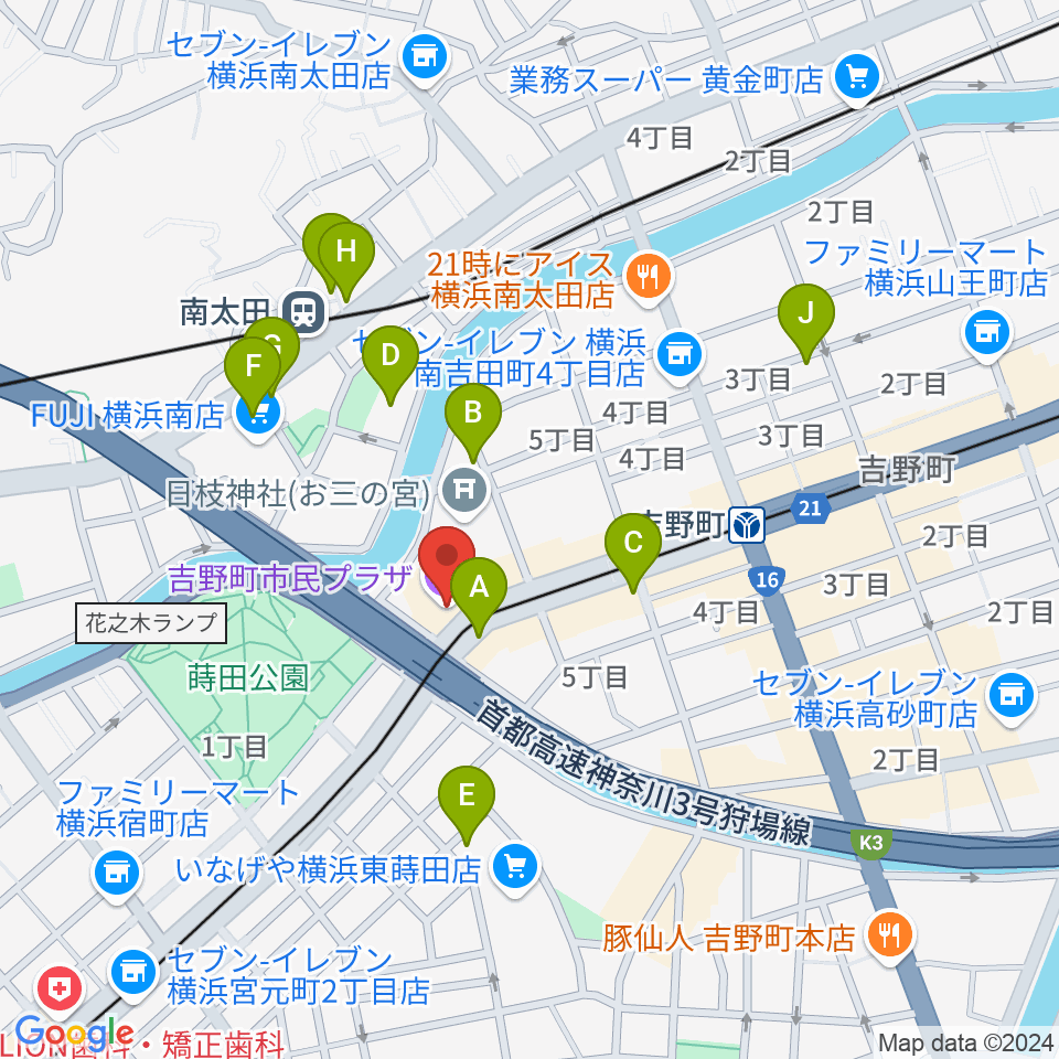 吉野町市民プラザ周辺のカフェ一覧地図