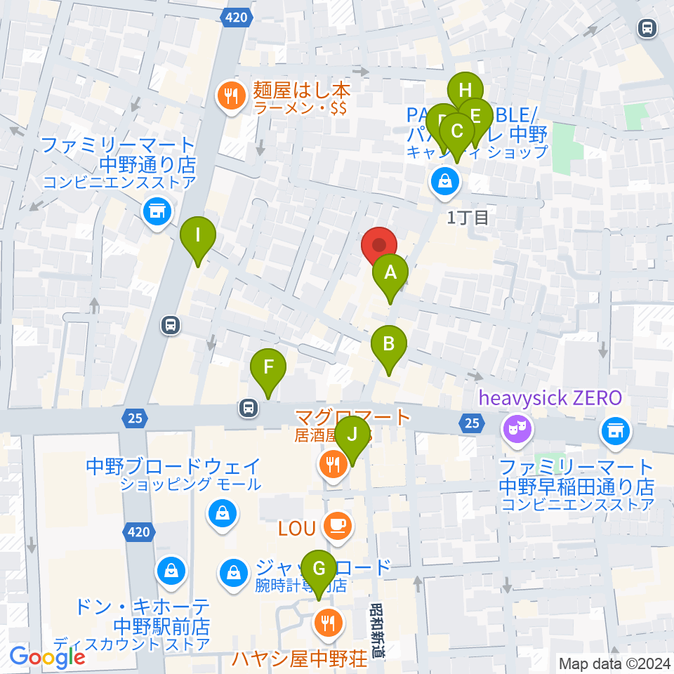 ナカノピグノウズ周辺のカフェ一覧地図