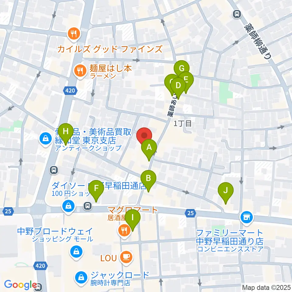 ナカノピグノウズ周辺のカフェ一覧地図