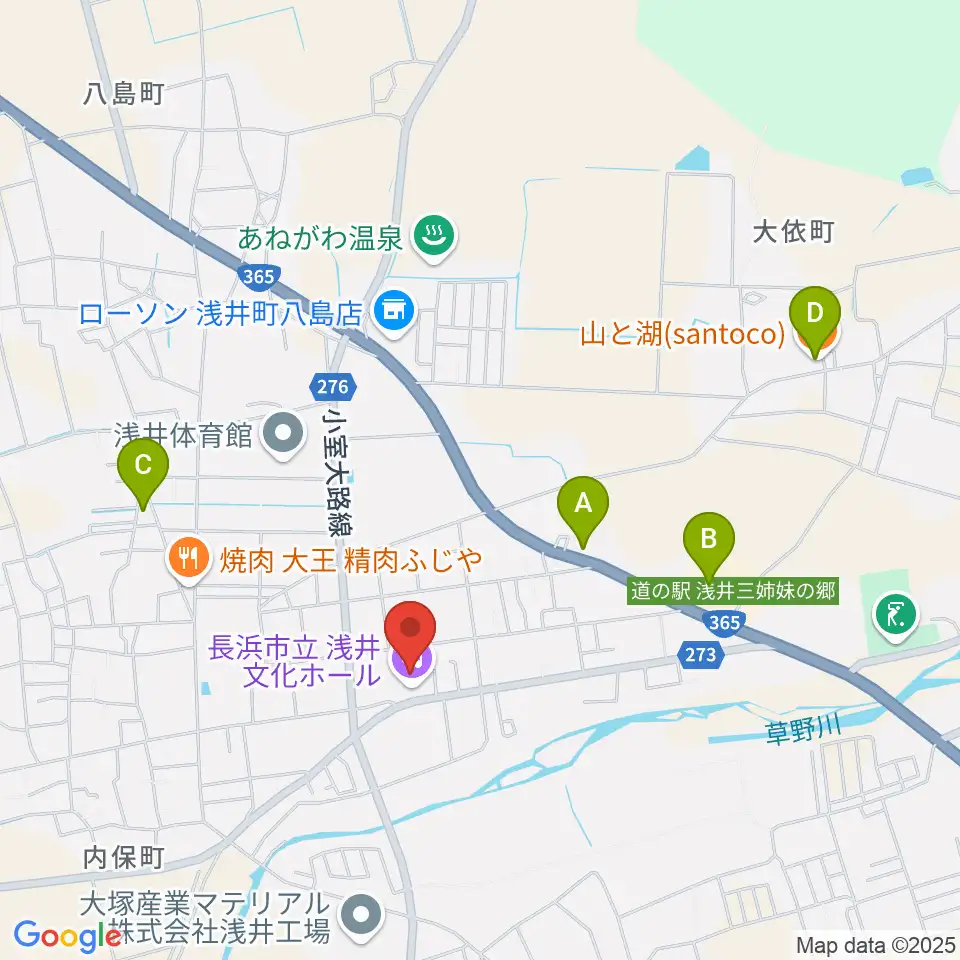 浅井文化ホール周辺のカフェ一覧地図