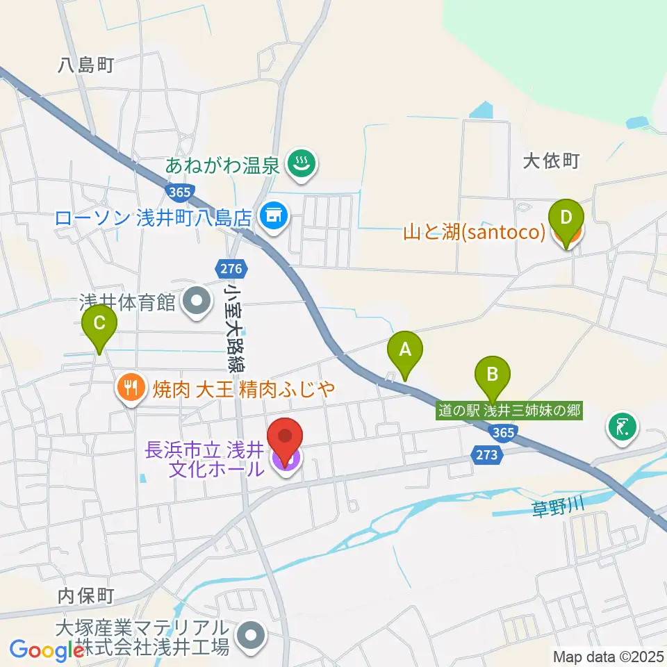 浅井文化ホール周辺のカフェ一覧地図