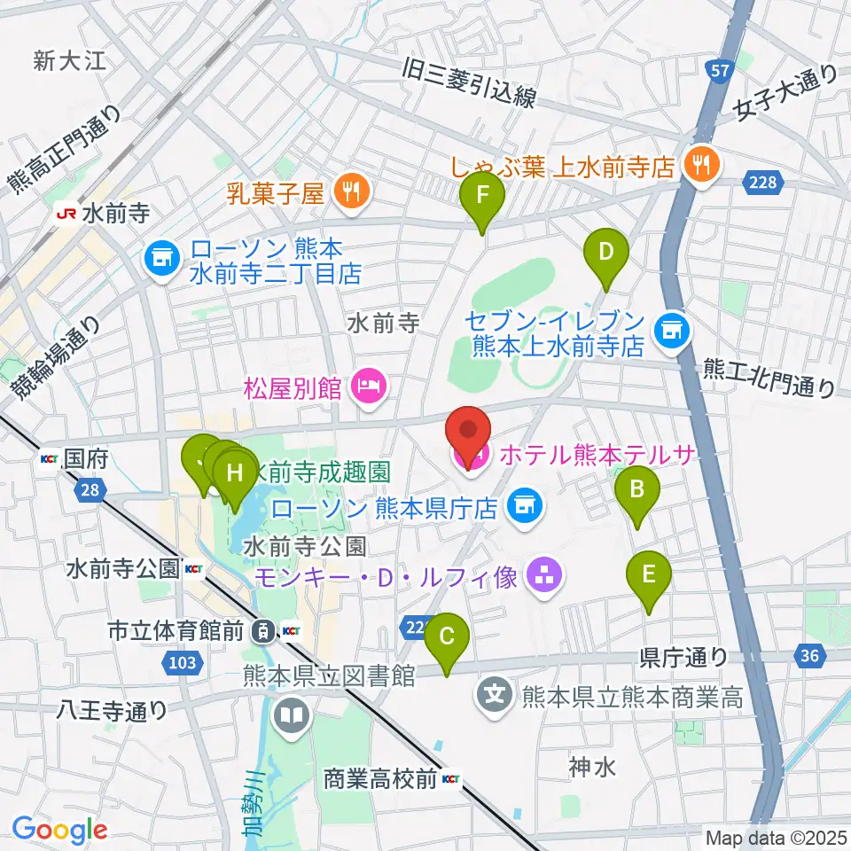 熊本テルサ テルサホール周辺のカフェ一覧地図
