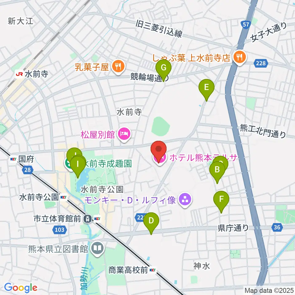 熊本テルサ テルサホール周辺のカフェ一覧地図
