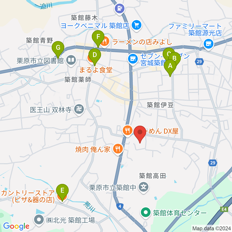 栗原文化会館（アポロプラザ）周辺のカフェ一覧地図