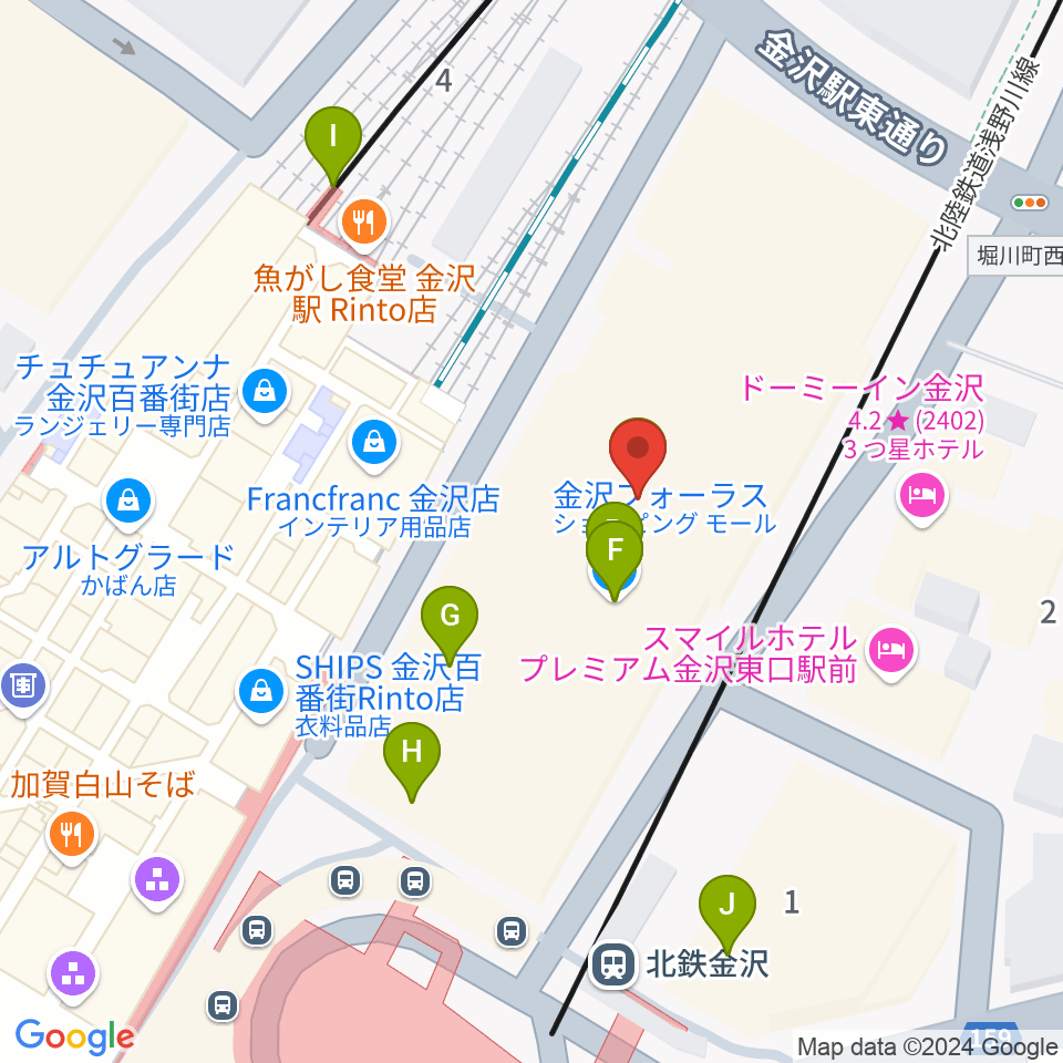 イオンシネマ金沢フォーラス周辺のカフェ一覧地図