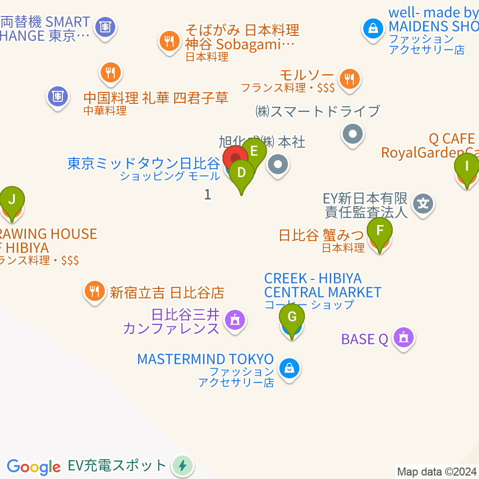 TOHOシネマズ日比谷周辺のカフェ一覧地図