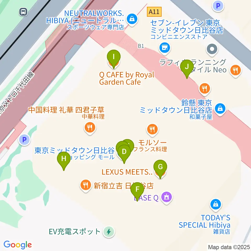TOHOシネマズ日比谷周辺のカフェ一覧地図