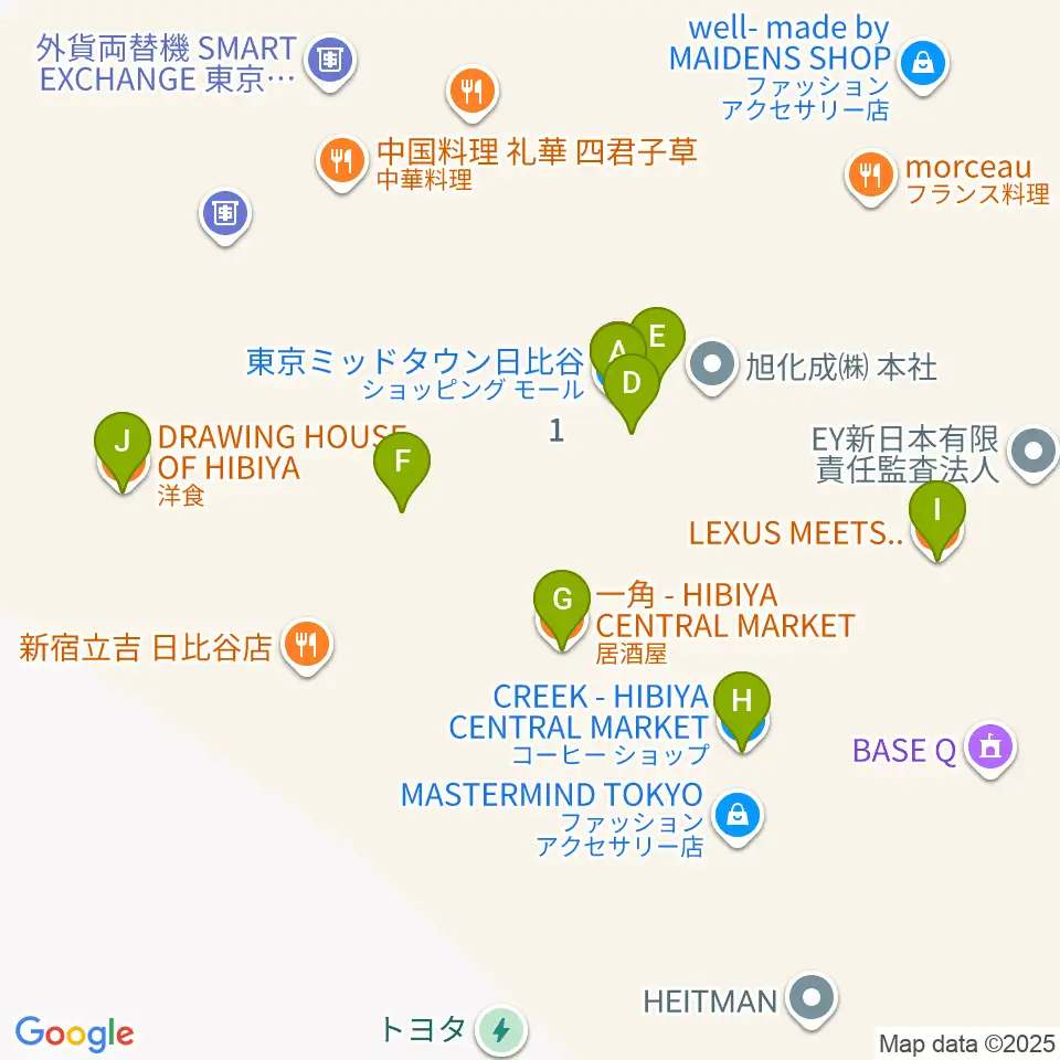 TOHOシネマズ日比谷周辺のカフェ一覧地図