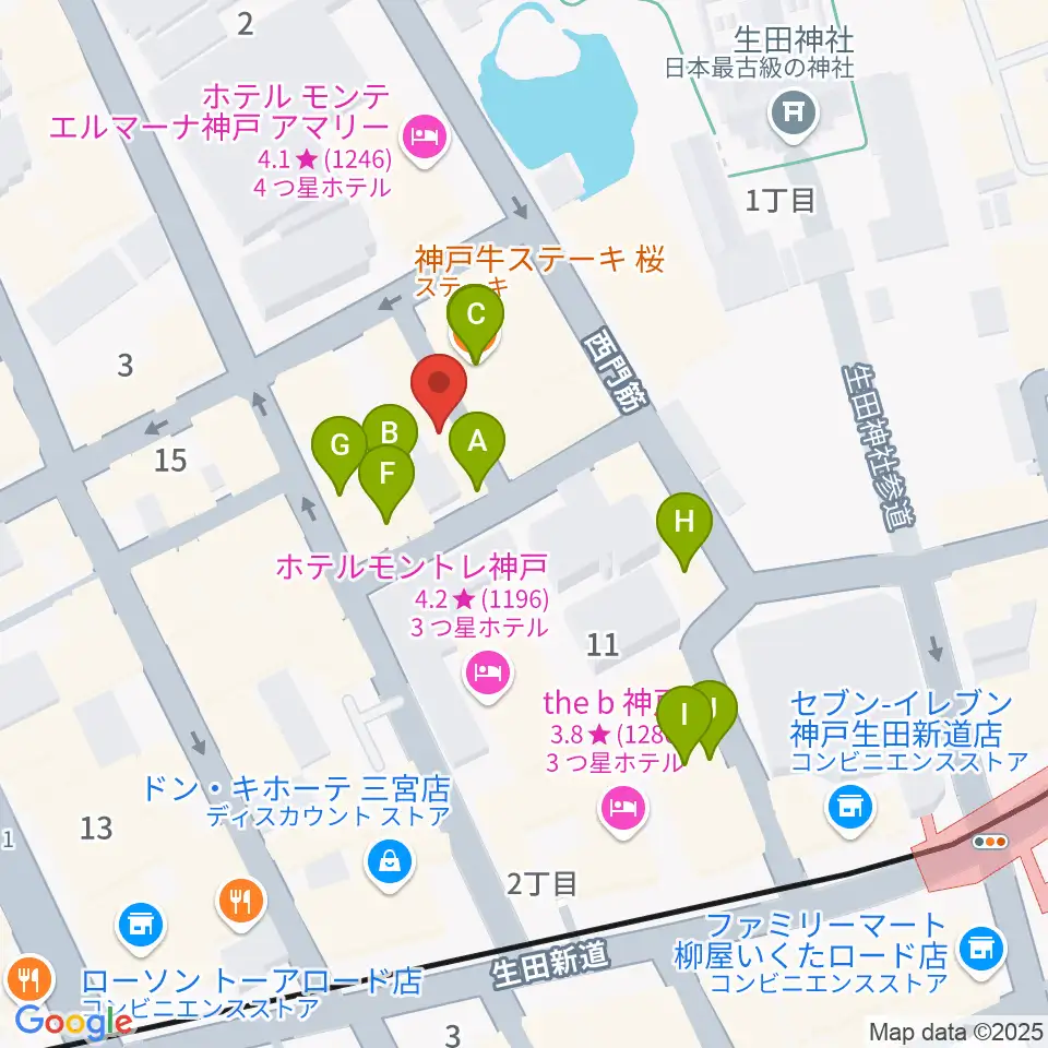 神戸かくれんぼ周辺のカフェ一覧地図