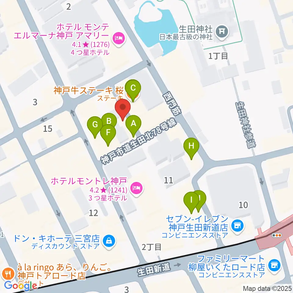 神戸かくれんぼ周辺のカフェ一覧地図
