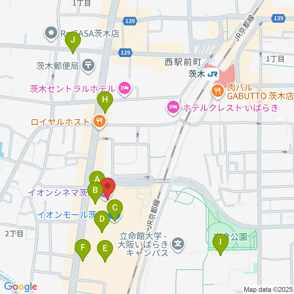イオンシネマ茨木周辺のカフェ一覧地図